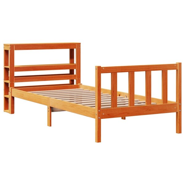 vidaXL Cadre de lit avec tête de lit cire marron 90x200 cm bois de pin