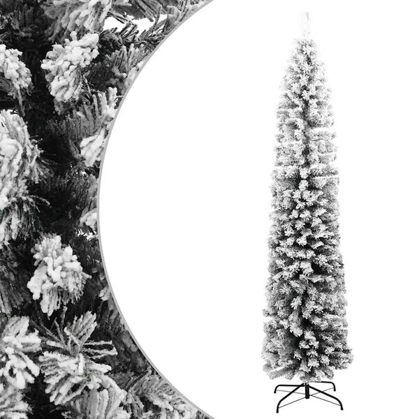 vidaXL Sapin de Noël artificiel mince flocon de neige vert 240 cm PVC
