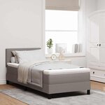 vidaXL Lit à ressorts avec matelas Taupe 90 x 200 cm tissu