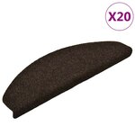 vidaXL Tapis d'escalier autocollants 20 pièces 65 x 21 x 4 cm Marron foncé Demi-rond Grand