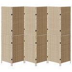vidaXL Paravent 6 Panneaux Pliable Beige 294x180 cm Poly Rattan