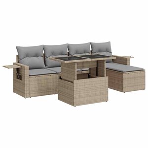 vidaXL Salon de jardin avec coussins 6 Pièces beige résine tressée