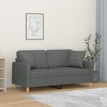 vidaXL Canapé 2 places avec oreillers gris foncé 140 cm tissu