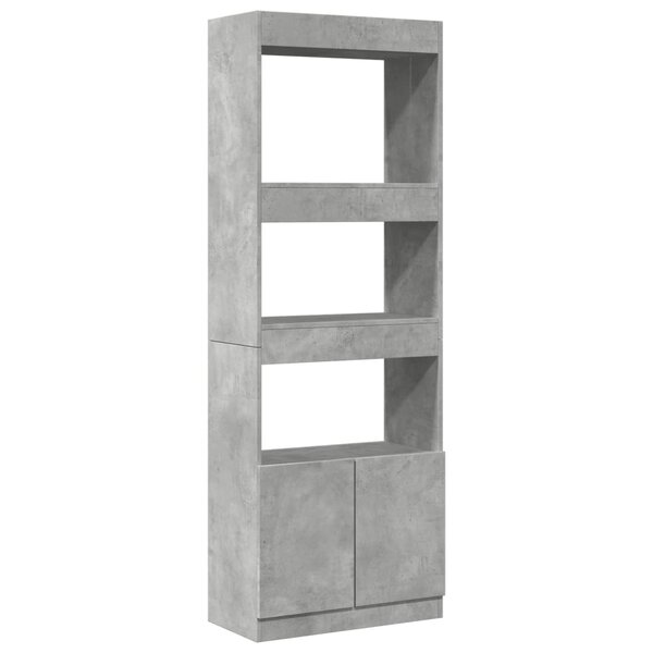 vidaXL Buffet haut 63x33x180 cm gris béton bois d'ingénierie