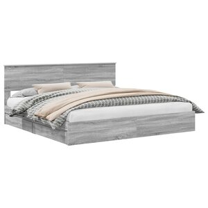 vidaXL Lit de Rangement Gris Sonoma 200 x 200 cm Bois d'ingénierie