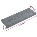 vidaXL Tapis d'escalier autocollants 15 pièces 65 x 21 x 4 cm Gris clair Bord rectangulaire