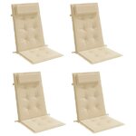 vidaXL Coussins de chaise à dossier haut lot de 4 beige tissu oxford