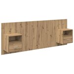 vidaXL Tête de lit avec armoire avec tiroir 3 Pièces Chêne artisanal