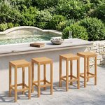 vidaXL Tabouret de bar 4 Pièces Naturel Bois de teck massif