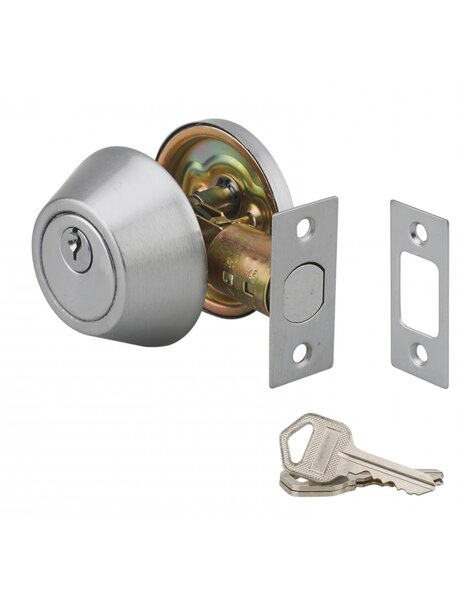THIRARD - Serrure horizontale tubulaire en applique à bouton pour porte d'entrée  axe réglable  chromé  3 clés