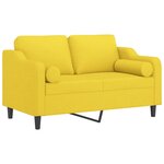 vidaXL Canapé 2 places avec oreillers jaune clair 120 cm tissu