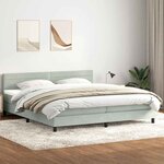vidaXL Sommier à lattes de lit et matelas et LED gris clair 180x220cm velours