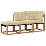 vidaXL 3 pc Canapés modulaires d'extérieur Naturel et Beige