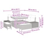 Ensemble de canapé de jardin 8 pièces avec coussins en rotin noir
