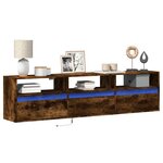 vidaXL Meuble TV mural avec LED chêne fumé 180x31x45 cm