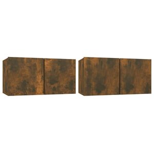 vidaXL Meubles TV suspendus 2 Pièces Chêne fumé 60x30x30 cm