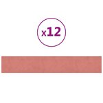 vidaXL Panneaux muraux 12 Pièces Rose 90x15 cm Velours 1 62 m²