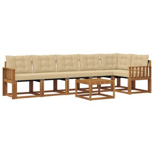 vidaXL Ensemble de canapés d'extérieur 7 Pièces Naturel et Beige