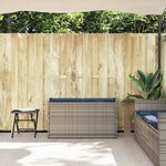 vidaXL Banc de rangement extérieur coussin gris 100 cm résine tressée