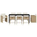 vidaXL Ensemble de salle à manger de jardin de 9 pièces avec coussins beige en rotin poly