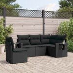 vidaXL Salon de jardin 5 Pièces avec coussins noir résine tressée
