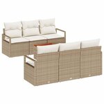 vidaXL Ensemble de canapé de jardin 7 Pièces Beige  blanc