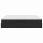 vidaXL Lit avec rangement et matelas Noir 200 x 200 cm Polyester