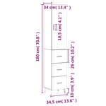 vidaXL Buffet haut Chêne fumé 34 5x34x180 cm Bois d'ingénierie