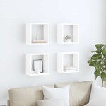 vidaXL Étagères cube murales 4 Pièces blanc 30x15x30 cm
