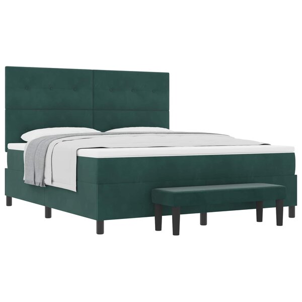 vidaXL Lit à ressorts avec tête de lit Vert foncé 200 x 180 cm Velours