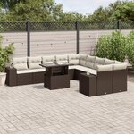 vidaXL Salon de jardin et coussins 11 Pièces marron résine tressée
