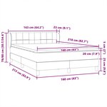 vidaXL Sommier à lattes de lit avec matelas noir 160x210 cm velours