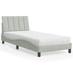 vidaXL Lit avec matelas gris clair 90x190 cm velours