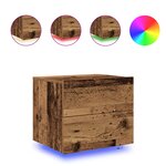 Cabinets de chevet vidaXL avec lumières LED 2 Pièces muraux en vieux bois