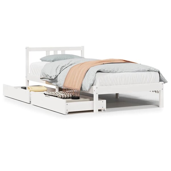 vidaXL Cadre de lit sans matelas blanc 90x200 cm bois de pin massif