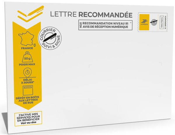 Prêt-à-Poster - Lettre Recommandée - 50g - Enveloppe à l'unité