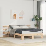 vidaXL Cadre de lit avec tiroir Marron 160 x 200 cm Bois massif en pin