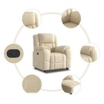 vidaXL Fauteuil inclinable Crème Tissu