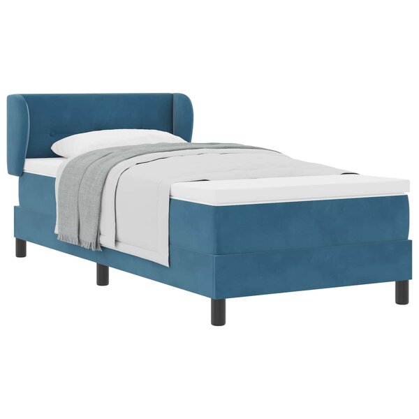 vidaXL Lit à ressorts avec tête de lit Bleu foncé 90 x 190 cm Velours