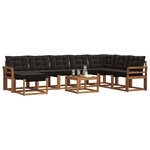 vidaXL Ensemble de canapés d'extérieur 9 pc Naturel et noir