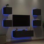 vidaXL Meuble TV muraux 5 Pièces avec lumières LED noir