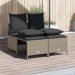 vidaXL Salon de jardin 4 Pièces avec coussins gris clair résine tressée
