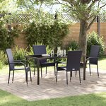 vidaXL Ensemble de Salle à Manger de Jardin 5 Pièces Noir Rattan Poly
