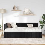 vidaXL Cadre de lit d'angle avec matelas 2 pc Noir 90 x 200 cm Velours