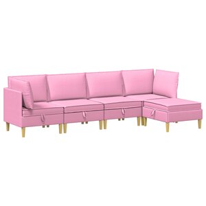 vidaXL Canapé modulaire avec rangement 5 Pièces Rose Tissu