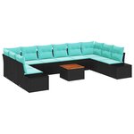 vidaXL Ensemble de canapé de jardin 11 Pièces Noir et turquoise