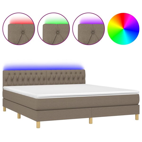 vidaXL Sommier à lattes de lit avec matelas LED Taupe 180x200 cm Tissu