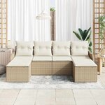 vidaXL Ensemble de canapé de jardin 6 Pièces Beige Poly rotin