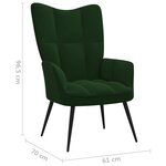 vidaXL Chaise de relaxation avec tabouret Vert foncé Velours