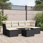 vidaXL Salon de jardin 7 Pièces avec coussins noir résine tressée